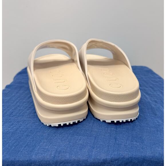 Gucci Miami Platform Slides Interlocking G Rubber Beige Size (38) 7 Women’s - Picture 5 of 16